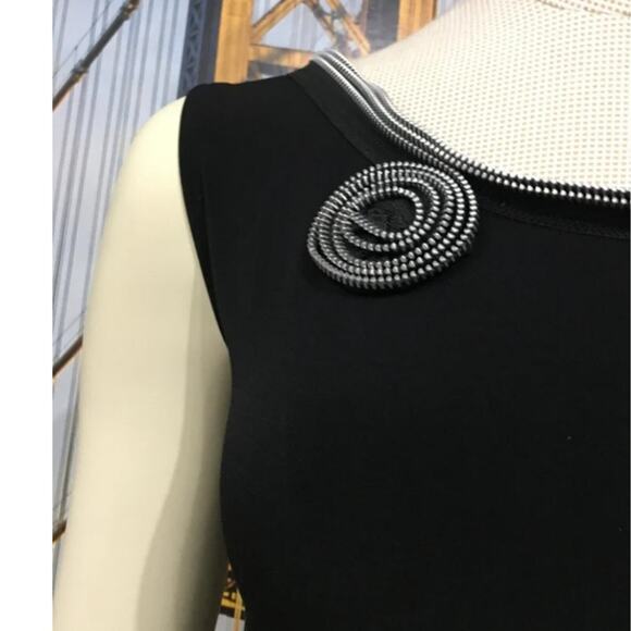 SOHUNG Designs NY NEW Black Exposed Zipper 3D Rose Artsy Designer Dress L Rare - Picture 8 of 9